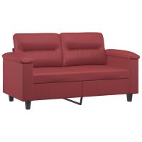 vidaXL 2-sits soffa med prydnadskuddar vinröd 120 cm konstläder - Bild 4