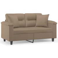 vidaXL 2-sits soffa med prydnadskuddar cappuccino 120 cm konstläder - Bild 2