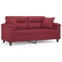 vidaXL 2-sits soffa med prydnadskuddar vinröd 140 cm konstläder - Bild 2