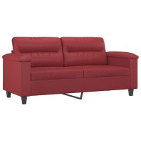 vidaXL 2-sits soffa med prydnadskuddar vinröd 140 cm konstläder - Bild 4