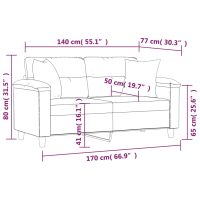 vidaXL 2-sits soffa med prydnadskuddar vinröd 140 cm konstläder - Bild 8