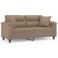 vidaXL 2-sits soffa med prydnadskuddar cappuccino 140 cm konstläder - Bild 2