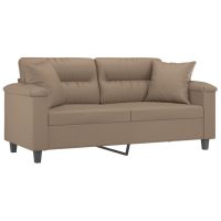 vidaXL 2-sits soffa med prydnadskuddar cappuccino 140 cm konstläder - Bild 3