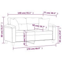 vidaXL 2-sits soffa med prydnadskuddar cappuccino 140 cm konstläder - Bild 8