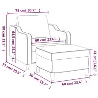 vidaXL Fåtölj med fotpall Gräddvit 60 cm tyg - Bild 7