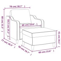 vidaXL Fåtölj med fotpall vinröd 60 cm tyg - Bild 7