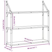 vidaXL Vägghylla 3 hyllor sonoma-ek 80x21x78,5 cm konstruerat trä - Bild 8