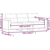 vidaXL 3-sitssoffa Ljusgrå 180 cm mikrofibertyg - Bild 8