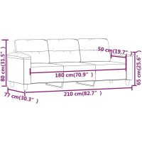 vidaXL 3-sitssoffa Gräddvit 180 cm mikrofibertyg - Bild 8