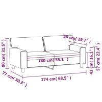 vidaXL 2-sitssoffa vinröd 140 cm fuskläder - Bild 8