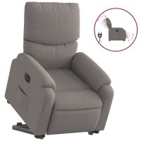 vidaXL Elektrisk reclinerfåtölj med uppresningshjälp taupe tyg - Bild 2