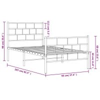 vidaXL Sängram med huvudgavel och fotgavel svart metall 90x200 cm - Bild 9