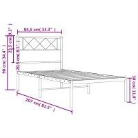 vidaXL Sängram med huvudgavel metall svart 80x200 cm - Bild 9