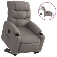 vidaXL Elektrisk reclinerfåtölj med uppresningshjälp taupe tyg - Bild 2