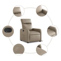 vidaXL Elektrisk reclinerfåtölj cappuccino konstläder - Bild 7