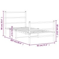 vidaXL Sängram med huvudgavel och fotgavel svart metall 90x200 cm - Bild 10