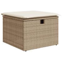 vidaXL Trädgårdspall med dyna beige 55x55x37 cm konstrotting - Bild 2