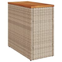 vidaXL Trädgårdsbord med träskiva beige 58x27,5x55 cm konstrotting - Bild 2