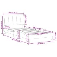 vidaXL Sängram utan madrass ljusgrå 100x200 cm sammet - Bild 12