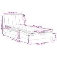 vidaXL Säng med madrass ljusgrå 80x200 cm sammet - Bild 11