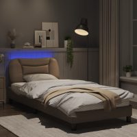 vidaXL Sängram med LEDs utan madrass cappuccino 90x200 cm - Bild 4