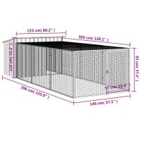 vidaXL Hundkoja med gård antracit 153x396x110 cm galvaniserat stål - Bild 9