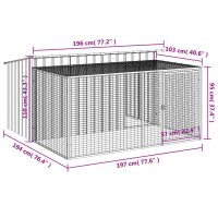 vidaXL Hundkoja med gård antracit 197x194x110 cm galvaniserat stål - Bild 9