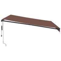 vidaXL Markis automatiskt infällbar med LEDs brun 400x350 cm - Bild 5