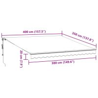 vidaXL Markis automatiskt infällbar antracit och vit 400x350 cm - Bild 10