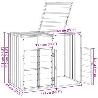 vidaXL Soptunna för dubbla papperskorgar grön 144x81x113 cm stål - Bild 12