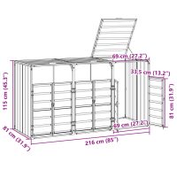 vidaXL Soptunna för tre soptunnor grön 216x81x115 cm stål - Bild 12