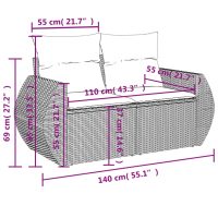 vidaXL Trädgårdssoffset med dynor 7 delar brun konstrotting - Bild 11