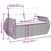 vidaXL Loungegrupp 10 delar med brun dynor konstrotting - Bild 9