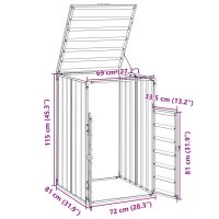 vidaXL Skjul för sopkärl grå 72x81x115 cm stål - Bild 12