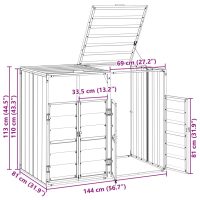 vidaXL Soptunna för dubbla papperskorgar grå 144x81x113 cm stål - Bild 12