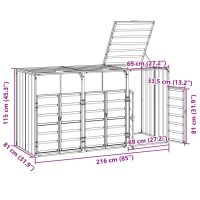 vidaXL Soptunna för tre soptunnor grå 216x81x115 cm stål - Bild 12