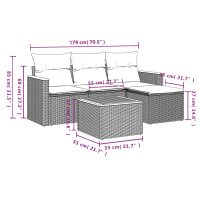 vidaXL Soffgrupp för trädgården med dynor 5 delar beige konstrotting - Bild 8