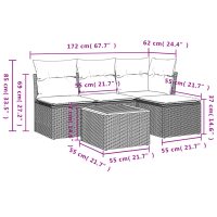 vidaXL Soffgrupp för trädgården med dynor 5 delar beige konstrotting - Bild 11