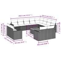 vidaXL Soffgrupp för trädgården med dynor 13 delar beige konstrotting - Bild 12