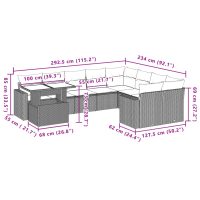 vidaXL Soffgrupp för trädgården med dynor 10 delar grå konstrotting - Bild 11