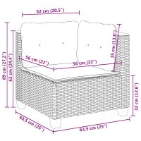 vidaXL Soffgrupp för trädgården med dynor 9 delar beige konstrotting - Bild 11