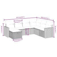 vidaXL Soffgrupp för trädgården med dynor 7 delar grå konstrotting - Bild 4