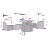 vidaXL Soffgrupp för trädgården med dynor 7 delar grå konstrotting - Bild 3