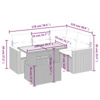 vidaXL Soffgrupp för trädgården med dynor 5 delar beige konstrotting - Bild 3