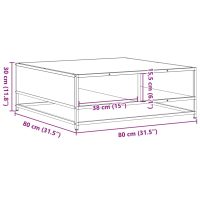 vidaXL Soffbord sonoma-ek 80x80x30 cm konstruerat trä och järn - Bild 10