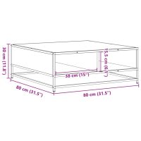 vidaXL Soffbord rökfärgad ek 80x80x30 cm konstruerat trä och metall - Bild 10