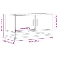 vidaXL Tv-bänk rökfärgad ek 80x34,5x40 cm konstruerat trä och metall - Bild 10