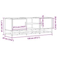 vidaXL Tv-bänk rökfärgad ek 120x35x41 cm konstruerat trä och metall - Bild 10