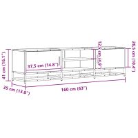 vidaXL Tv-bänk rökfärgad ek 160x35x41 cm konstruerat trä och metall - Bild 10