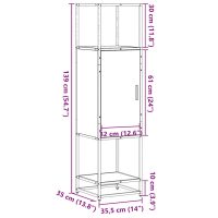 vidaXL Högskåp svart 35,5x35x139 cm konstruerat trä och metall - Bild 11